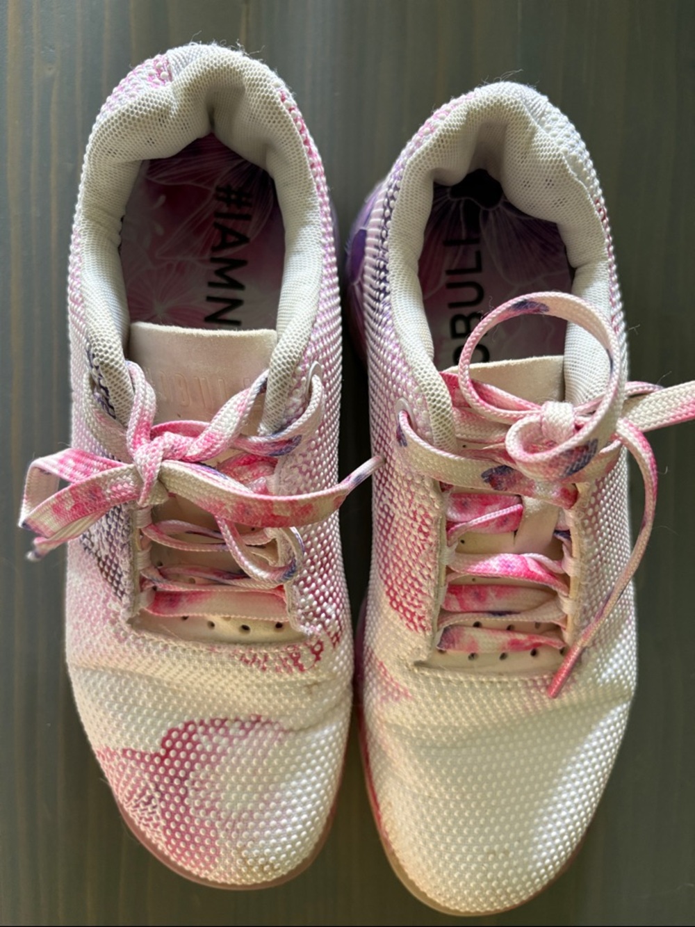 NOBULL White Pink Purple Floral Athletic Shoes - Picture 3 of 5